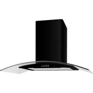 CATA 100 UBSCG90BK Curved Glass Cooker Hood, 90cm, Black