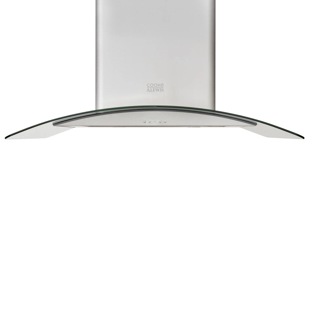 Cooke &Amp; Lewis Clicgs90 90Cm Stainless Steel Island Curved Glass Hood 1 Cooke &Amp; Lewis Clicgs90 90Cm Stainless Steel Island Curved Glass Hood